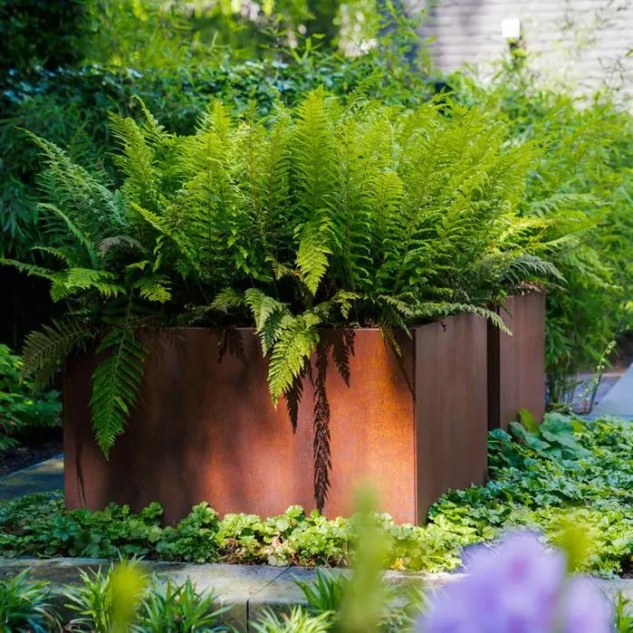 Maceta de acero corten de 120 x 40 x 80 cm - sin base