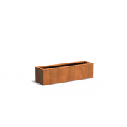 Maceta de acero corten de 150 x 40 x 40 cm