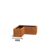 Jardinière en acier Corten en forme de L 100 x 100 x 40 cm