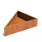 Jardinière triangulaire en acier Corten 180 x 180 x 40 cm
