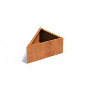 Maceta triangular de acero corten de 100 x 100 x 40 cm