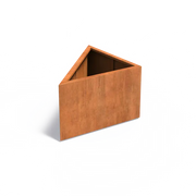 Maceta triangular de acero corten de 100 x 100 x 60 cm