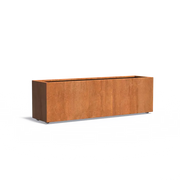 Maceta de acero corten con ruedas, 200 x 50 x 60 cm