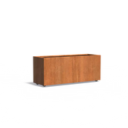 Maceta de acero corten con ruedas, 150 x 50 x 60 cm