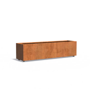 Maceta de acero corten con ruedas, 200 x 50 x 50 cm