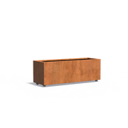 Corten Steel Planter on Wheels 150 x 50 x 50 cm