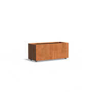Maceta de acero corten con ruedas, 120 x 50 x 50 cm