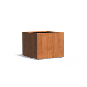 Maceta de acero corten con ruedas, 100 x 100 x 80 cm