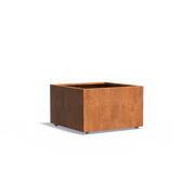 Maceta de acero corten con ruedas, 100 x 100 x 60 cm