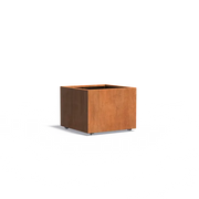 Maceta de acero corten con ruedas, 80 x 80 x 60 cm