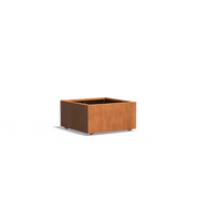 Maceta de acero corten con ruedas, 80 x 80 x 40 cm