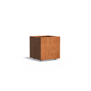 Maceta de acero corten con ruedas, 70 x 70 x 70 cm