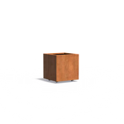 Maceta de acero corten con ruedas, 60 x 60 x 60 cm