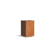 Maceta de acero corten con ruedas, 50 x 50 x 80 cm