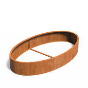 Maceta ovalada de acero corten de 280 x 160 x 40 cm