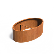 Maceta ovalada de acero corten de 200 x 120 x 60 cm