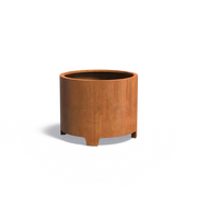 Maceta redonda de acero corten con patas, 100 x 80 cm