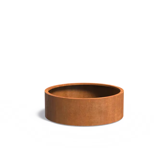 Cortenstaal Plantenbak Rond Op Wielen Ø120 x 40 cm