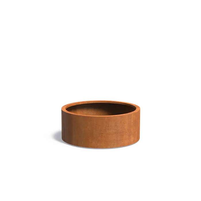 Cortenstaal Plantenbak Rond Op Wielen Ø100 x 40 cm