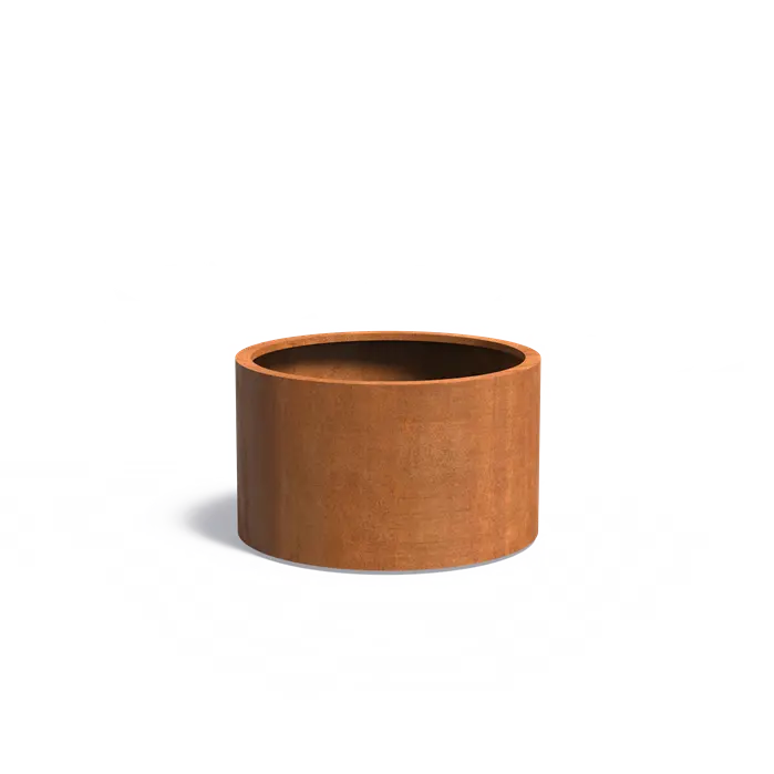 Cortenstaal Plantenbak Rond Op Wielen Ø100 x 60 cm