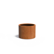 Jardinière ronde en acier Corten 80 x 60 cm sur roulettes