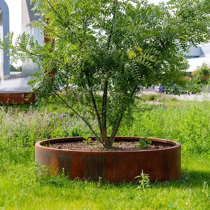 Jardinière ronde en acier Corten 100 x 80 cm - Sans fond
