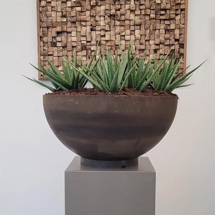 Maceta redonda de acero corten de 80 x 41 cm - Con base