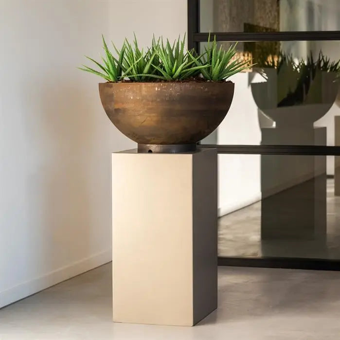 Maceta redonda de acero corten de 80 x 41 cm - Con base