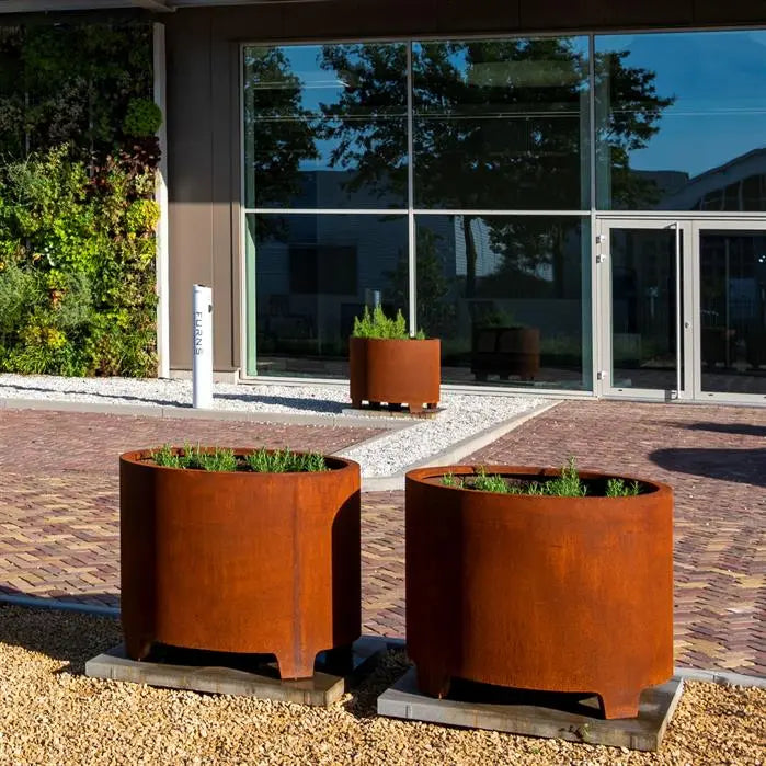 Cortenstaal Plantenbak Rond op Poten 100 x 80 cm
