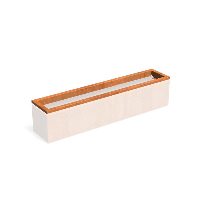 Cortenstaal Plantenbak in-lite ready opzetrand 200 x 40 x 8.9 cm