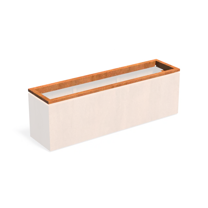 Cortenstaal Plantenbak in-lite ready opzetrand 200 x 50 x 8.9 cm