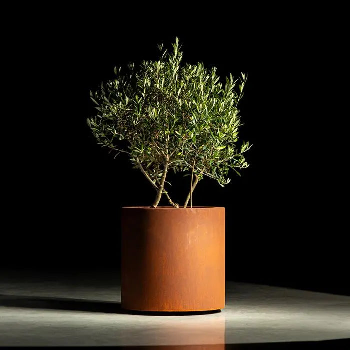 Cortenstaal Plantenbak Rond Op Wielen Ø100 x 80 cm