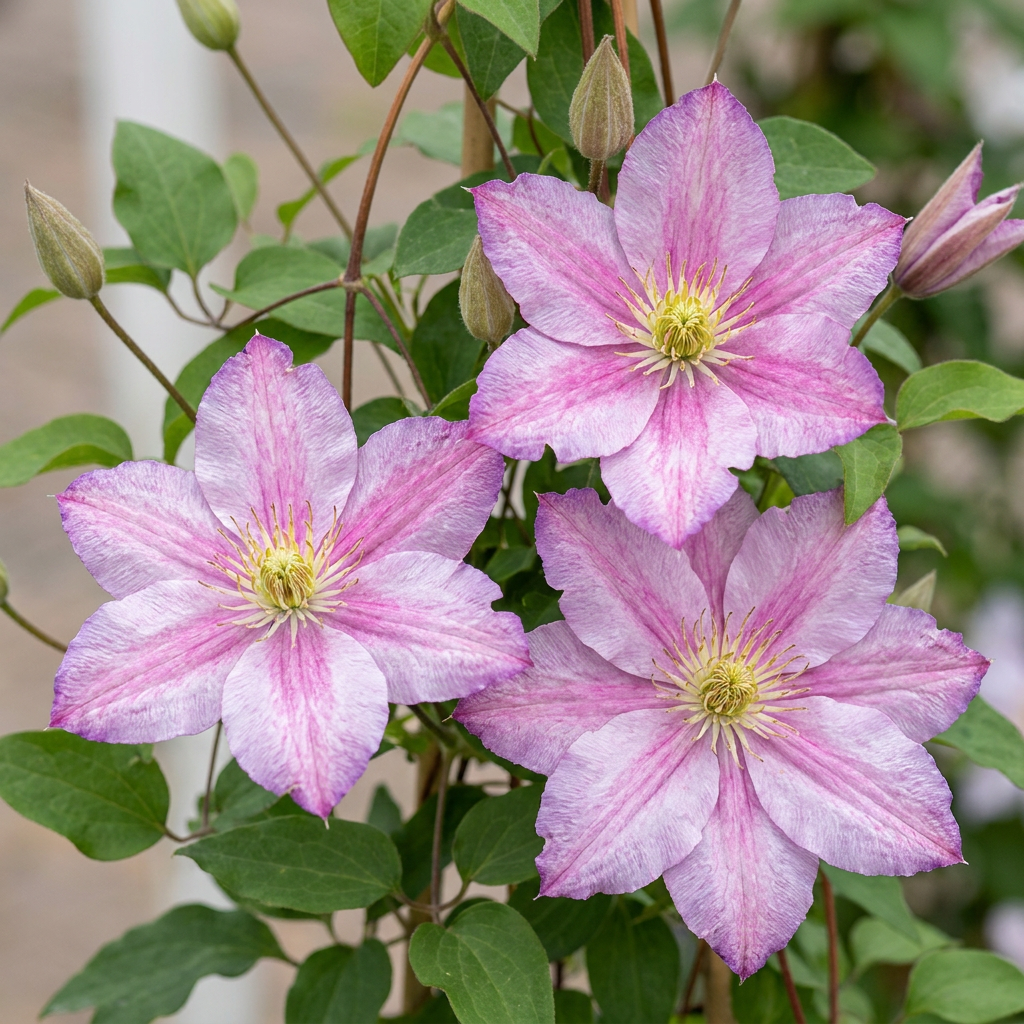 Clematis Piilu - Bosrank 4x - Wit - Roze - Klimplant - Ø9cm - ↕35cm