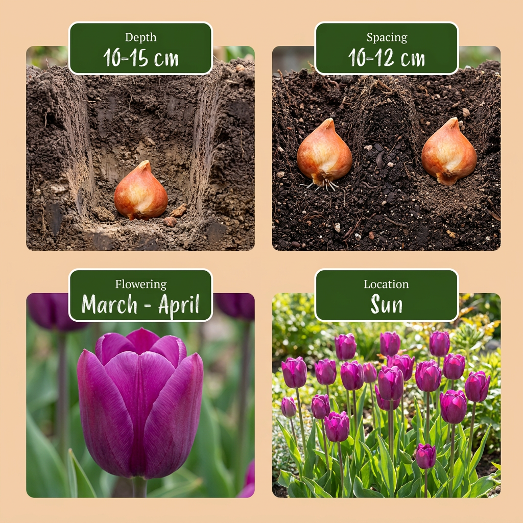 30 bulbes de tulipe Triumph violette - Tulipe Triumph - Violette - Floraison printanière - Calibre 11/12