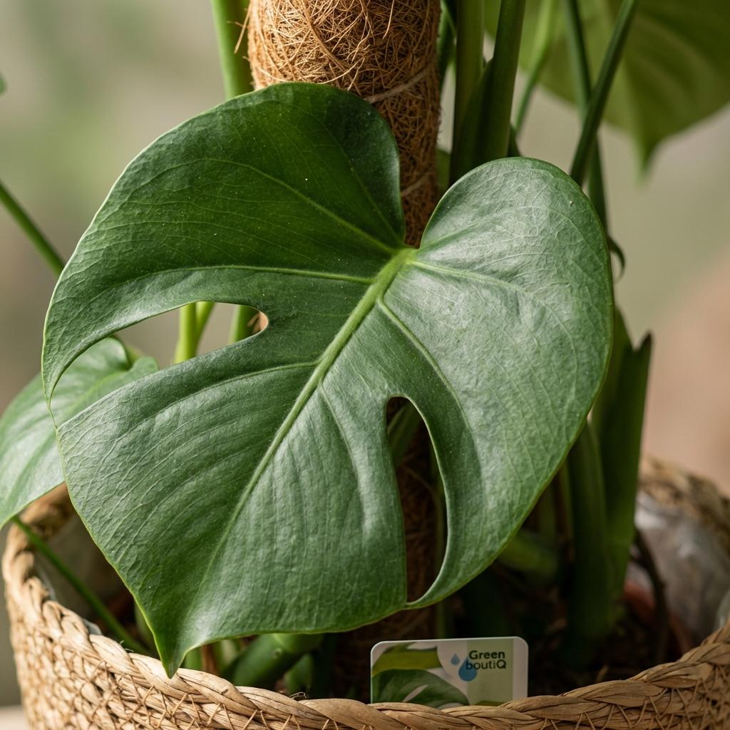 Gatenplant - Monstera Deliciosa mosstok - Groen - Weinig onderhoud - 1 Plant - met Mand - Pot 19cm - Hoogte 90cm