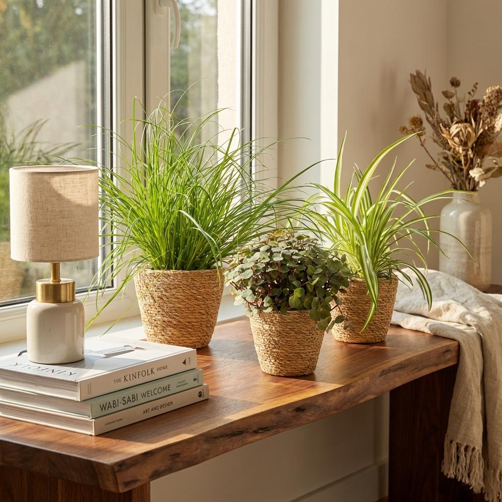 Plantenbox - Cyperus - Calissia - Chlorophytum - Mix van 3 - Huisdiervriendelijke Planten - Groen - 3 Planten - met Mand - Pot 12cm - Hoogte 20cm
