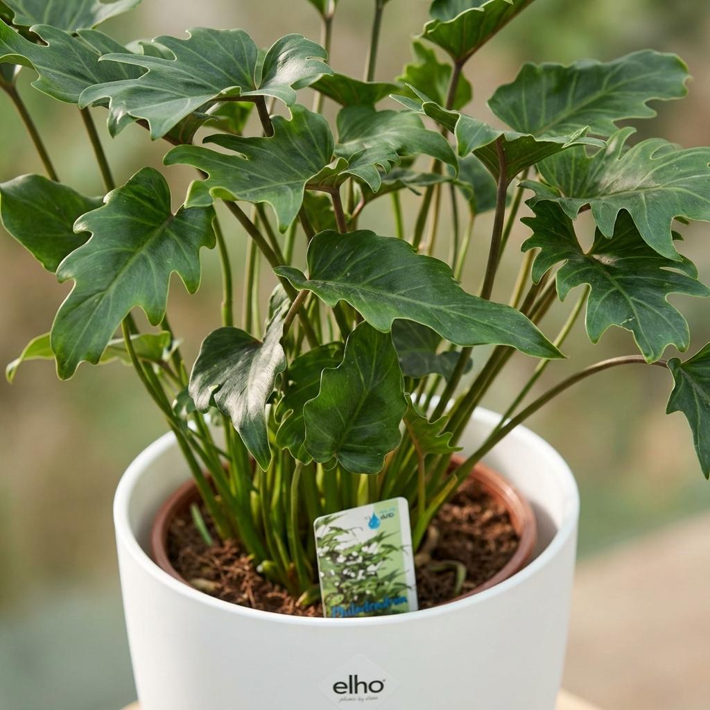 Philodendron Xanadu - Groen - Weinig onderhoud - 1 Plant - met Potter Wit - Pot 19cm - Hoogte 60cm