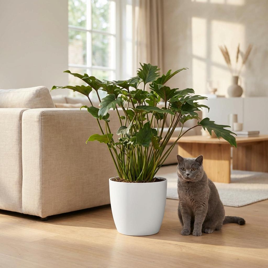 Philodendron Xanadu - Groen - Weinig onderhoud - 1 Plant - met Potter Wit - Pot 19cm - Hoogte 60cm