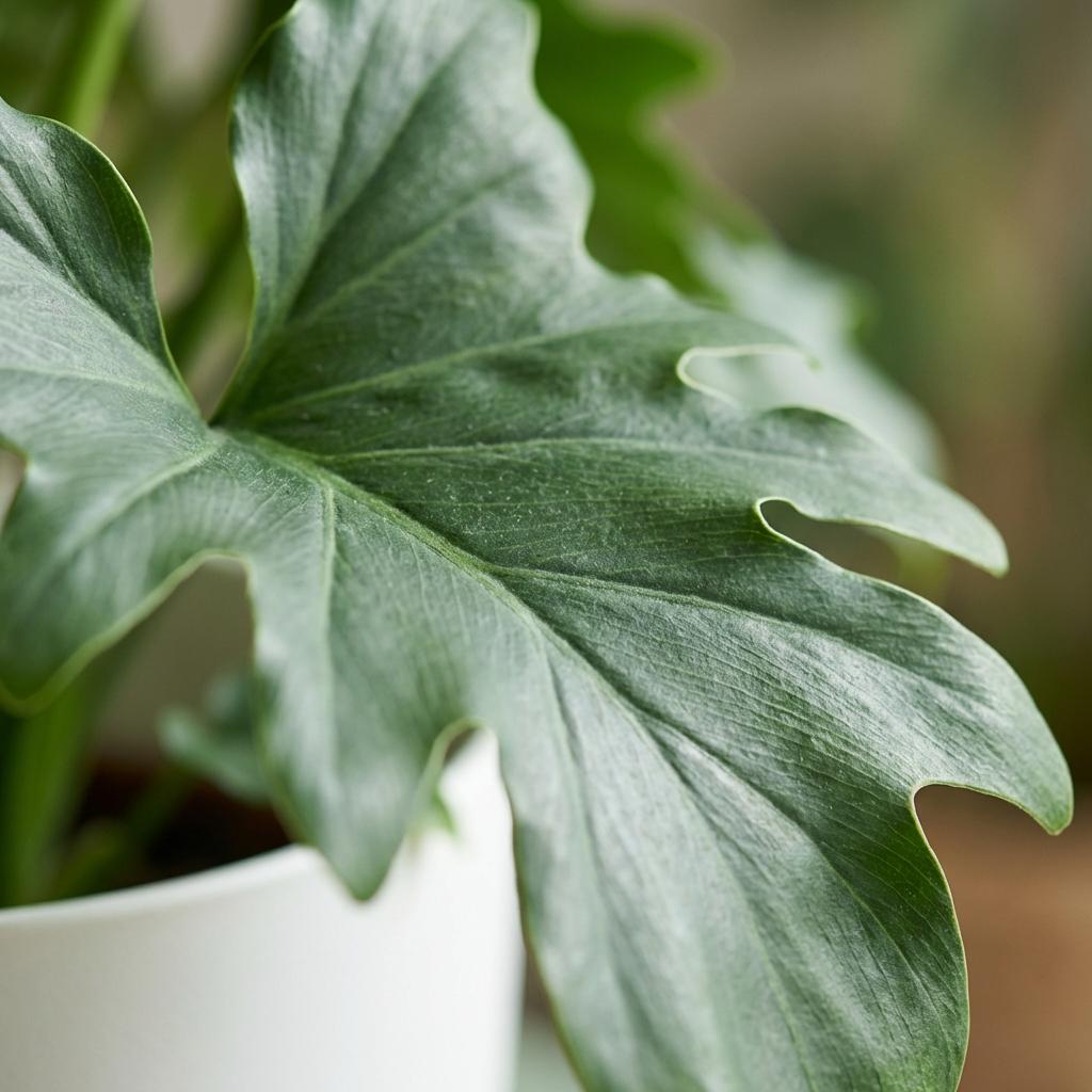 Philodendron Lickety split - Groen - Weinig onderhoud - 1 Plant - met Potter Wit - Pot 19cm - Hoogte 70cm