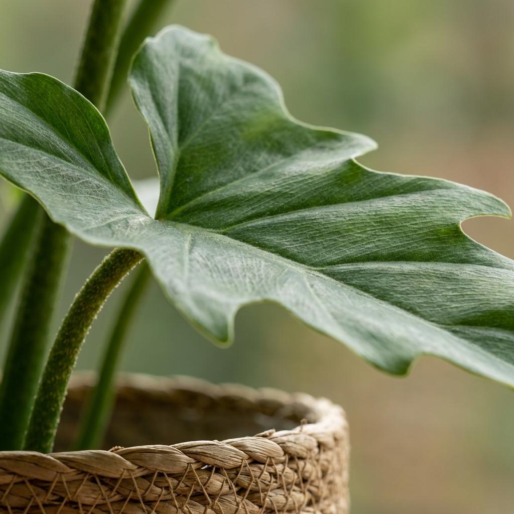 Philodendron Lacerum - Groen - Weinig onderhoud - 1 Plant - met Mand - Pot 19cm - Hoogte 65cm