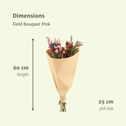 Bouquet de fleurs séchées roses des champs - Ø25cm - ↕60cm