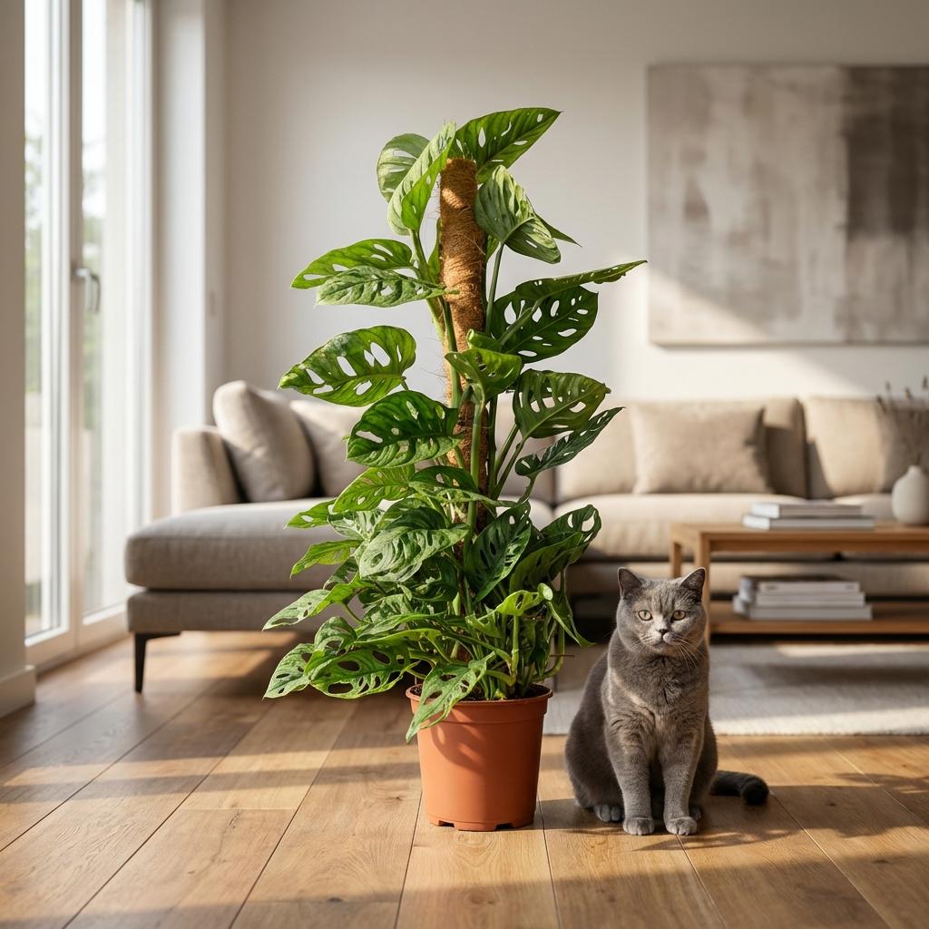 Monkey Mask - Monstera Andansonii Mosstok - Groen - Weinig onderhoud - 1 Plant - Pot 19cm - Hoogte 90cm
