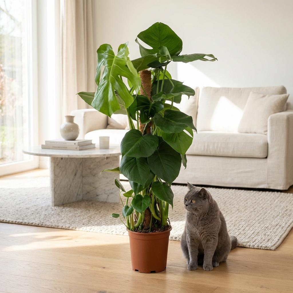 Gatenplant - Monstera Deliciosa mosstok - Groen - Weinig onderhoud - 1 Plant - Pot 19cm - Hoogte 90cm
