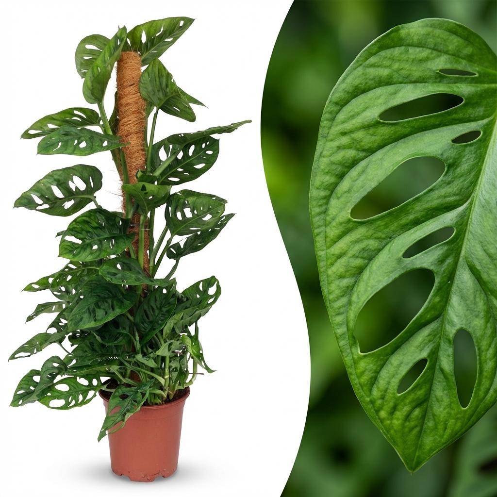 Monkey Mask - Monstera Andansonii Mosstok - Groen - Weinig onderhoud - 1 Plant - Pot 19cm - Hoogte 90cm