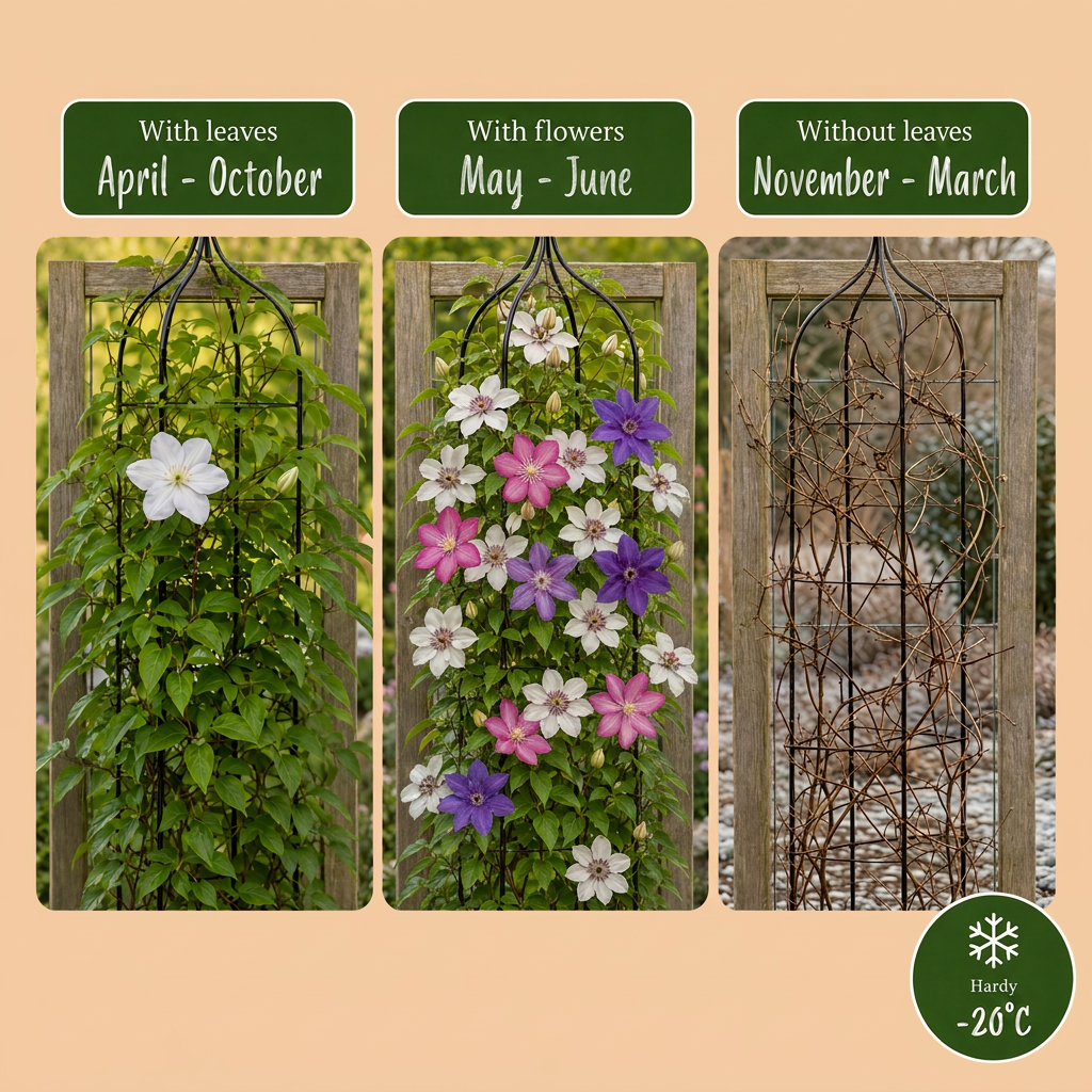 Clematis Tricolour - Driekleurige bosrank - 12x Paars - Roze - Wit - Klimplant - Ø9cm - ↕35cm