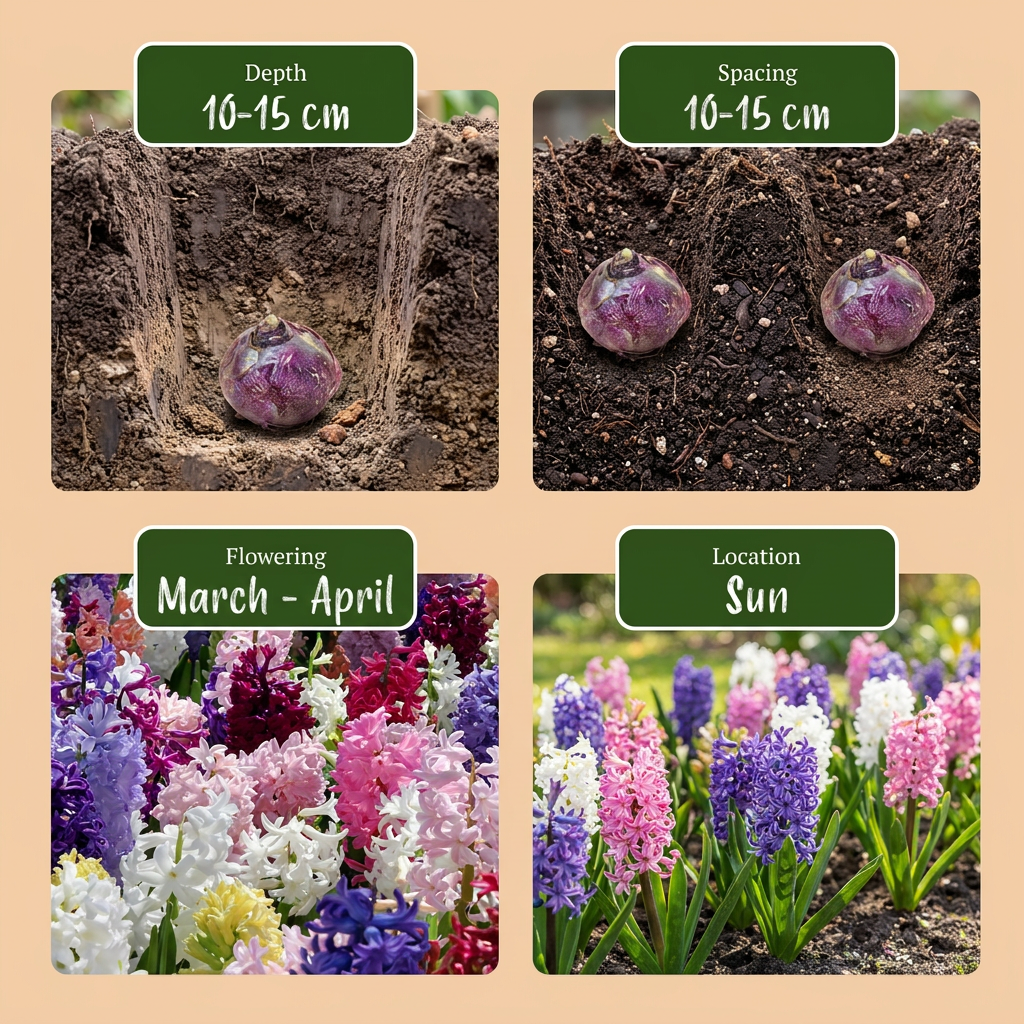 40 mudas de jacinto - Bulbos de flores - Mistura de jacintos - Diversos - Floração da primavera - Tamanho do bulbo 14/15