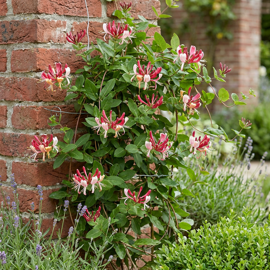 Lonicera jap. 'Red World' - Japanse kamperfoelie 6x - Rood - Roze - Klimplant - Ø9cm - ↕35cm