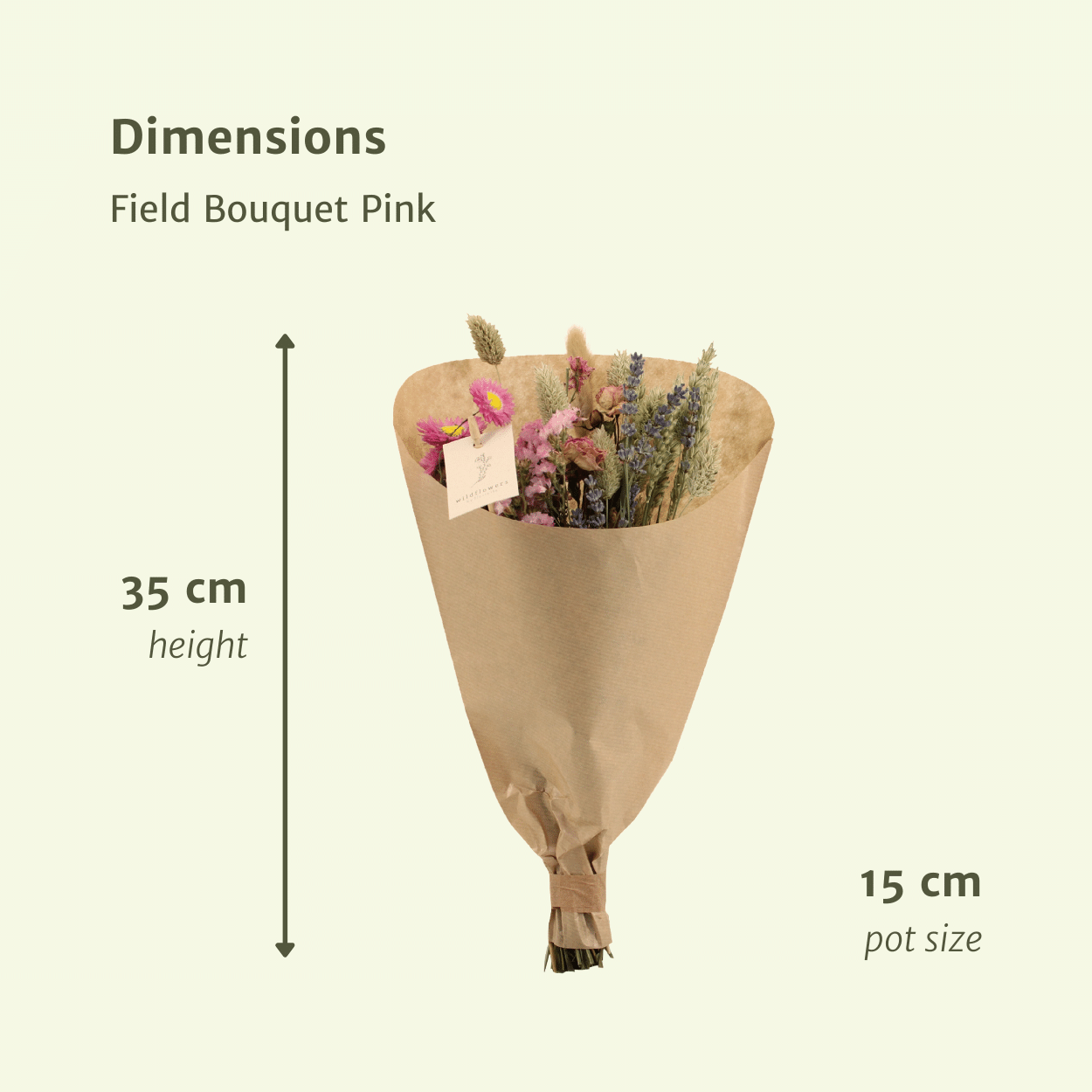 Trockenblumen-Feldstrauß Rosa - Ø 15 cm - ↕ 35 cm