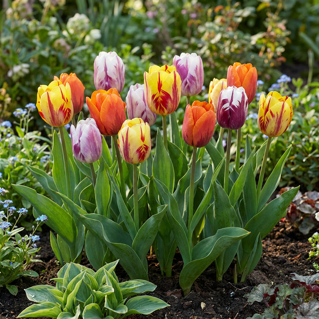 120x Tulipa Flaming Beauty Mix - Cibule květin - Tulipa Flaming Beauty Mix - Různé - Jarní kvetoucí - Velikost cibule 11/12