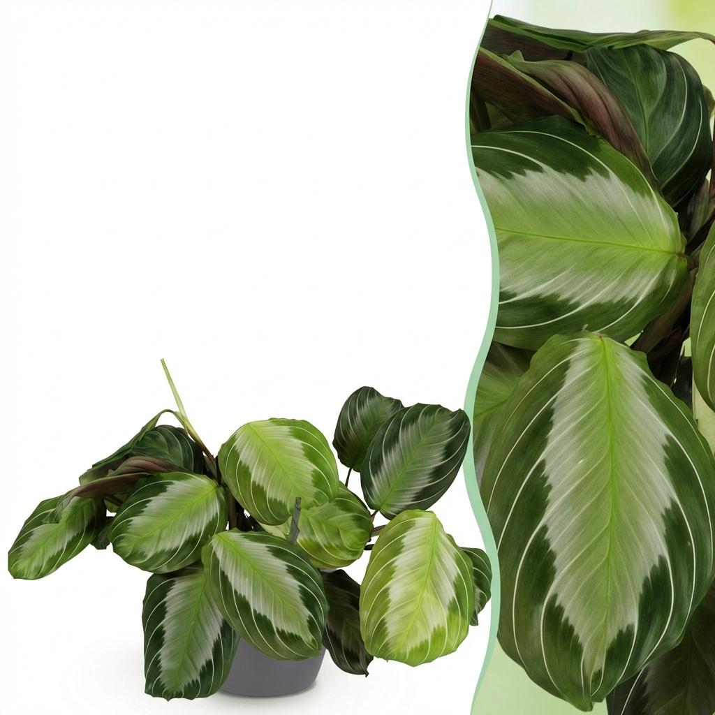 Maranta Fascinator Silverband - Gebedsplant - Huisdiervriendelijke Plant - Groen - 1 Plant - met Potter Grijs - Pot 12cm - Hoogte 25cm